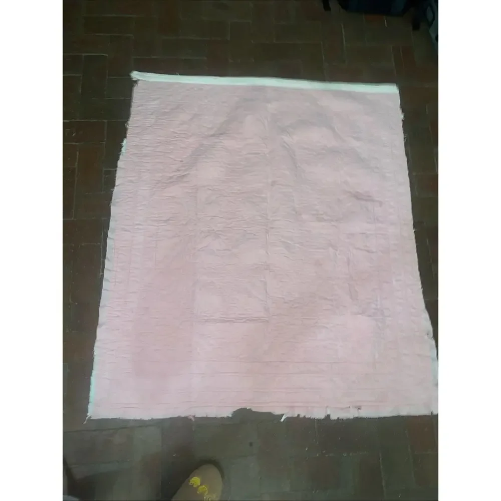 Vintage Patchwork Hand Quilted Embroidered Baby Girl Cotton Blanket Quilt 44” SQ